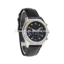 Glitter diamond dial black face alloy case strap luxury dress ladies watch